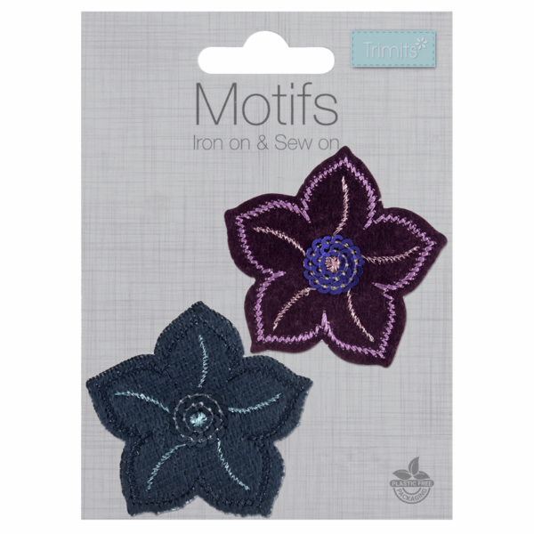 Trimits Motif - Navy Sequinned Flowers - CFM2\073