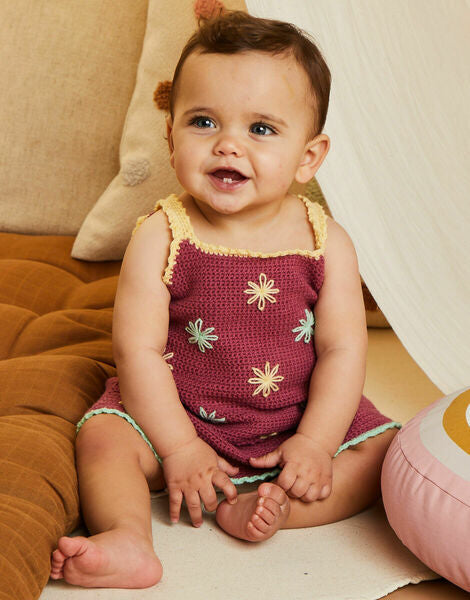 Crochet Pattern Sirdar Baby Lazy Daisy Dress In Snuggly 4 Ply - 5512