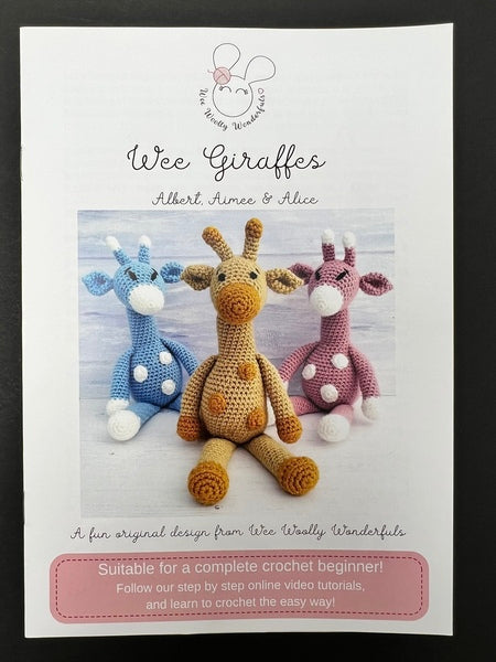 Wee Woolly Wonderfuls Crochet Pattern - Wee Giraffes Albert, Amy and Alice - 191-507