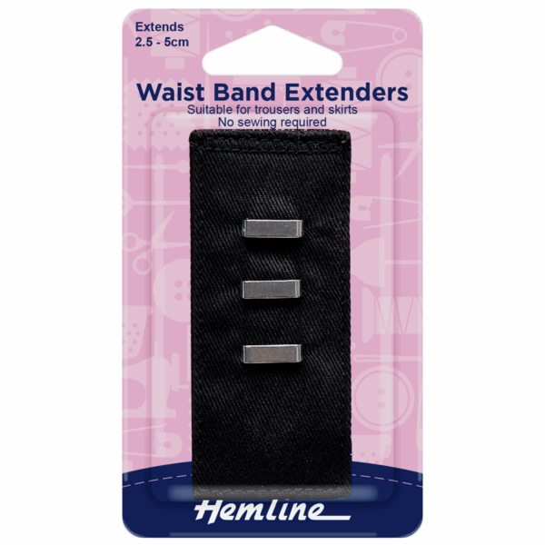Hemline Waist Band Extender Hook Black - H769.BK