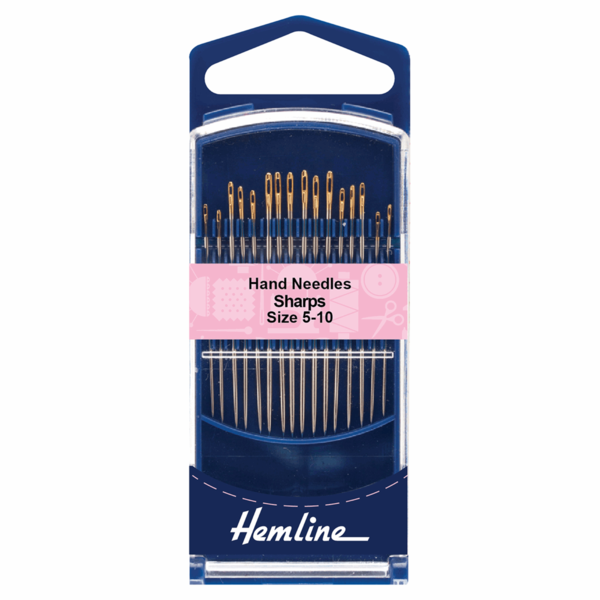 Hemline Premium Hand Needles Gold Eye Sharps Size 5-10 - H288G.510