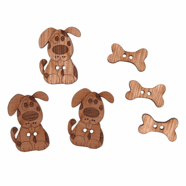 Trimits Buttons Wooden - Dogs