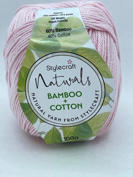 Stylecraft Naturals Bamboo + Cotton DK Yarn 100g - Pale Pink 7132