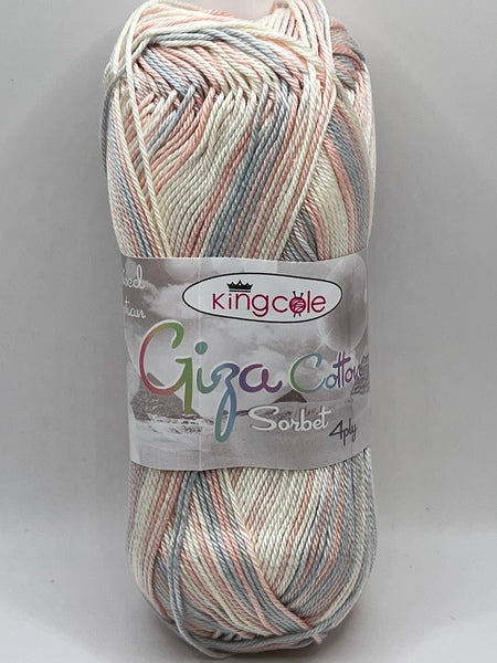 King Cole Giza Cotton Sorbet 4 Ply Yarn 50g - Candy 2476