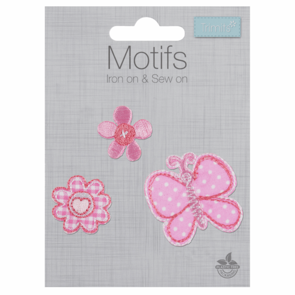 Motif -Pink Butterfly and Flowers - CFM2\004