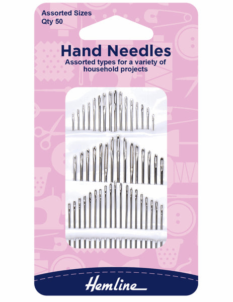 Hemline Hand Sewing Needles Household Assorted 50 Pieces - H210.50