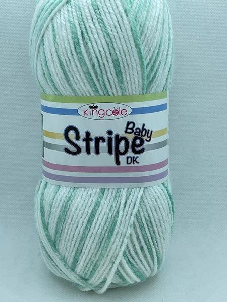 King Cole Baby Stripe DK Baby Yarn 100g - Baby Green 3603