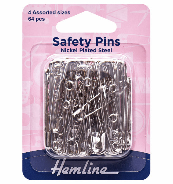Safety Pins - Assorted Sizes - Nickel - 64 Pieces - 410.99.64