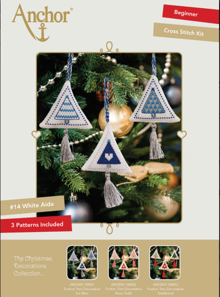 Anchor Christmas Tree Decorations Ice Blue Cross Stitch Kit - AKE0007-00001