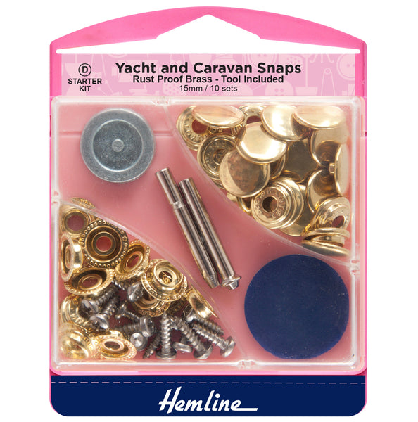 Hemline Yacht & Caravan Snaps Starter Set Gold - H409.GD