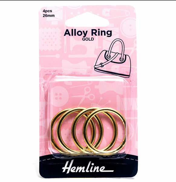 Hemline Alloy O-Rings 26mm Gold 4 Pieces - H4508.26.G