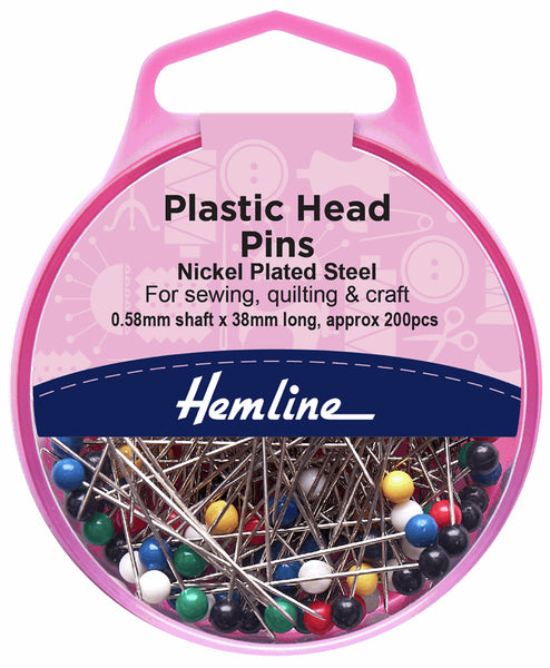 Hemline Plastic Head Pins 0.58mm x 38mm - H668.200.P