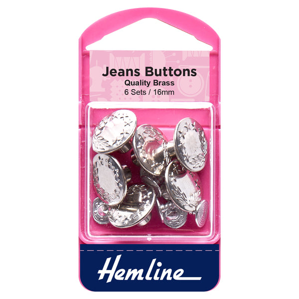 Jeans Buttons - Nickel 16mm - 6 sets - H466.SIL