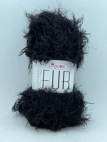 King Cole Luxury Fur Aran Yarn 50g - Black 4201