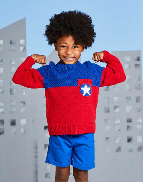 Knitting Pattern Sirdar Childs Captain Five Star Sweater in Snuggly Replay DK - 2621