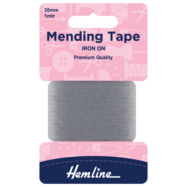 Hemline Iron On Mending 35mm 1Mtr Mid Grey - H698/GRY