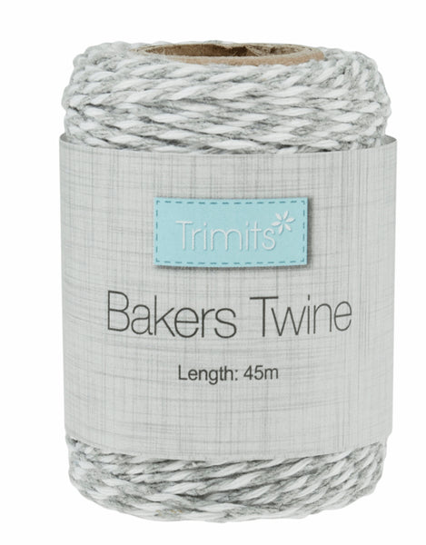 Trimits Bakers Twine - 45m x 2mm Grey/White - GTC179