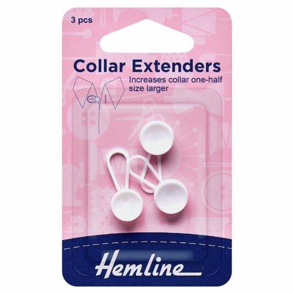 Hemline Collar Extenders White 12mm - H895