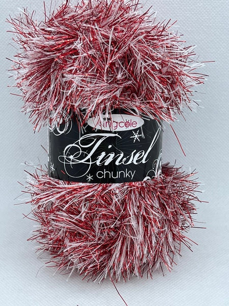 King Cole Tinsel Chunky Yarn 50g - Red Snow 330