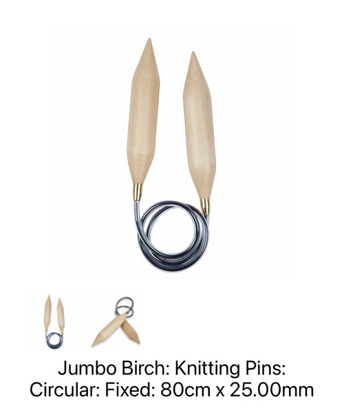 KnitPro Jumbo Birch Fixed Circular Knitting Needles 25.00mm 80cm 35372