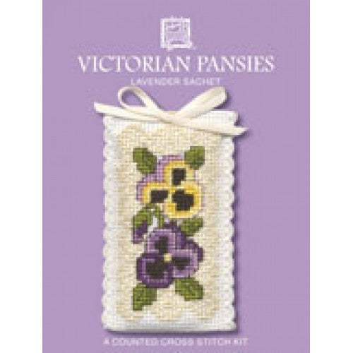 Textile Heritage Lavender Sachet Cross Stitch Kit - Victorian Pansies VPSA
