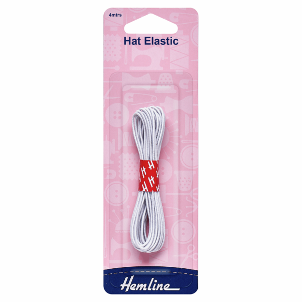 Hemline Hat Elastic 4 Metres x 1.3mm White - H610