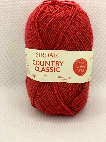 Sirdar Country Classic 4 Ply Yarn 50g - Cherry Red 970