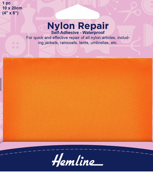 H689 ORANGE Self Adhesive Nylon Repair Patch Orange - 10 x 20cm