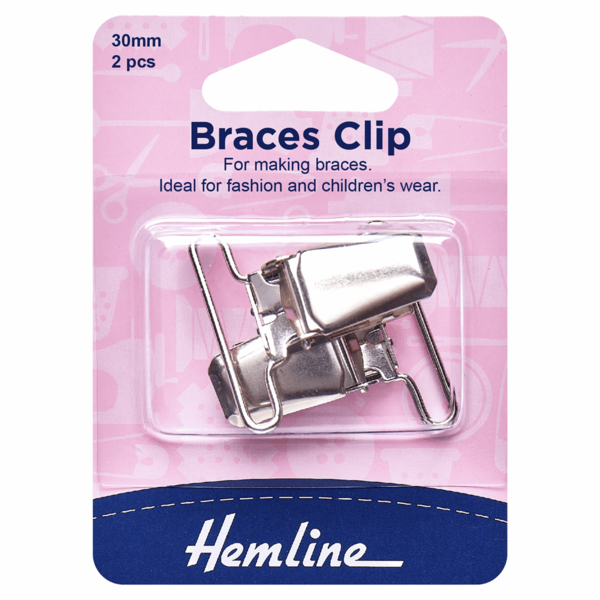 Hemline Braces Clips 30mm Nickel 2 Pieces - H457