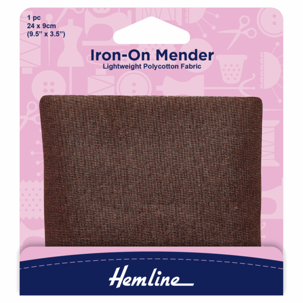 Polycotton Iron On Mending Patch Brown - H691.BR