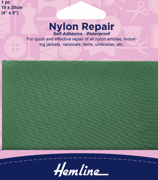Self Adhesive Nylon Repair Patch, GREEN by Hemline in Haberdashery
