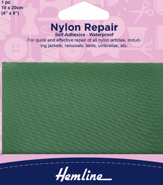 Hemline Nylon RepIr Patch Self Adhesive Waterproof - Green H689.GREEN