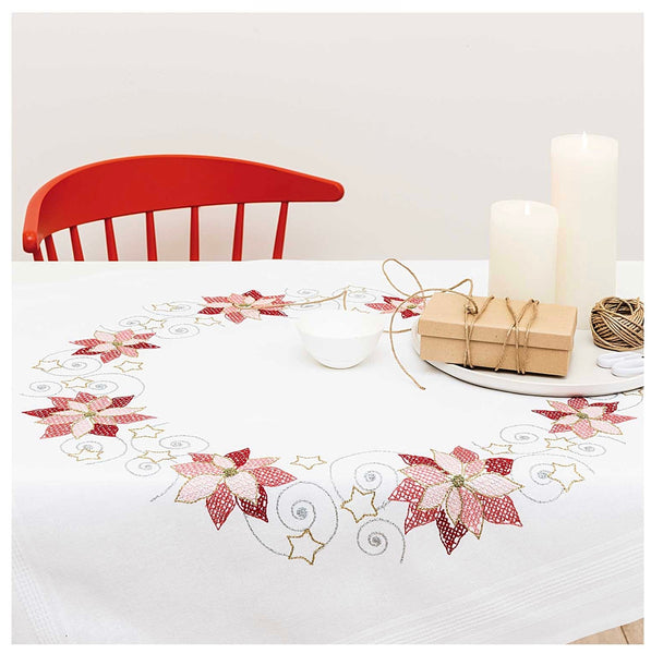 Rico - Christmas Tablecloth Embroidery Kit - Poinsettia - 31248.52.22