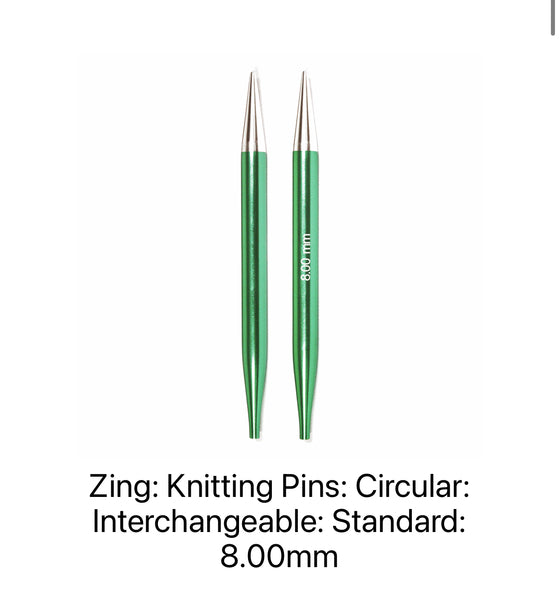 KnitPro Zing Interchangeable Knitting Needles - Shanks - 8.00mm - KP47510