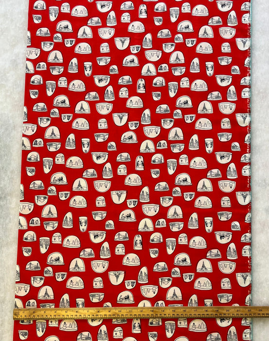 Moda Christmas Fabric - Jolly Darlings - Red Snow Globes