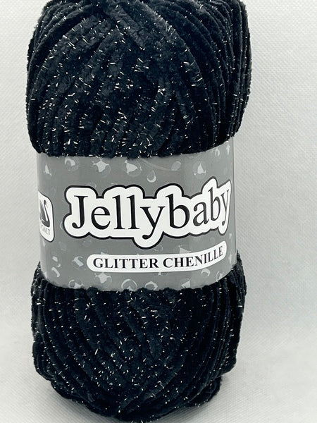 Jellybaby Glitter Chenille Chunky Yarn 100g - Ink Spot 018