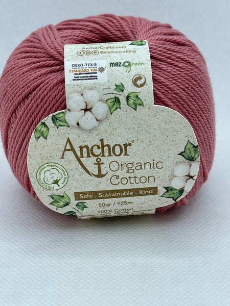 Anchor Organic Cotton 4 Ply Yarn 50g - Vintage Rose 0895