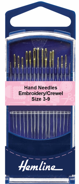 Hand Needles Premium Gold Eye Embroidery Crewel Sizes 3-9 - H280G.39