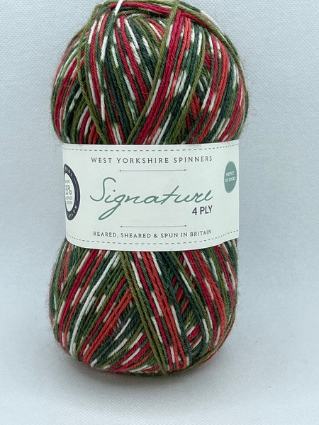 West York Spinners Signature 4 Ply Christmas Yarn 100g - Hollyberry 886