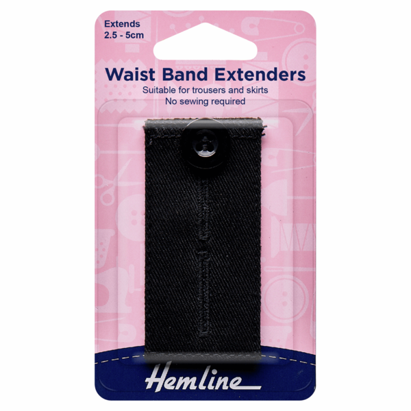 Hemline Waist Band Extender Button Black - H768.BK