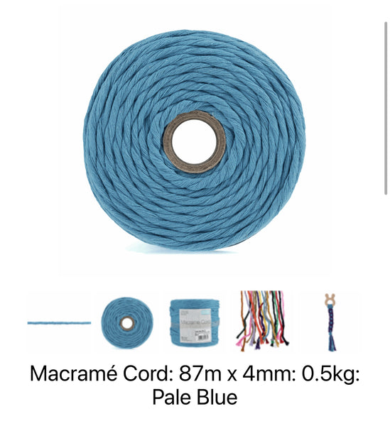 Macrame Cord 87m x 4mm - 0.5kg Light Blue - TMC4