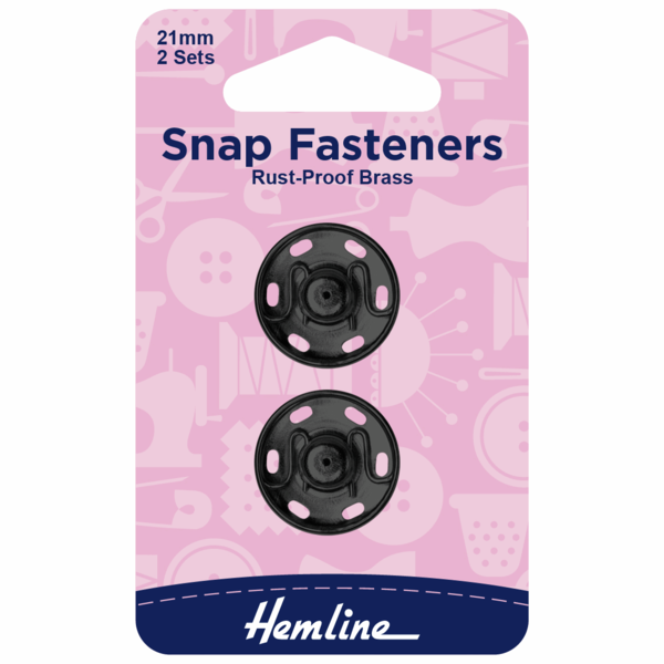 Snap Fasteners Sew-on Black Pack of 2 - H421.21