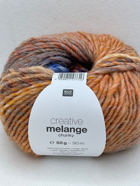 Rico Creative Melange Chunky Yarn 50g - Orange-Blue 062 (Discontinued)