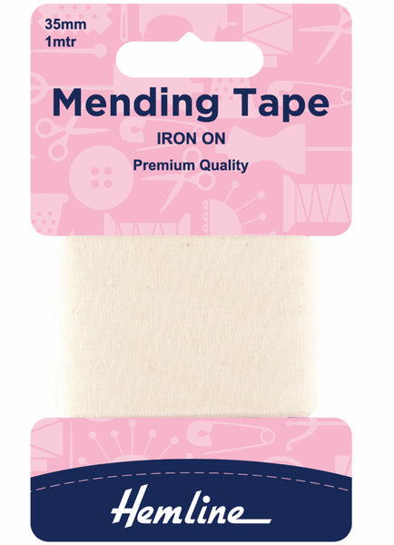 Hemline Iron On Mending Tape 35mm 1Mtr Cream - H698/CRM