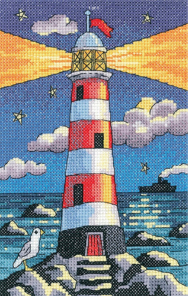 Heritage Crafts -  Lighthouse by Night Cross Stitch Kit- BSLN1389