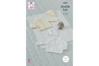 Knitting Pattern - Babies Cardigan Blanket & Hat Set - King Cole DK - 5567