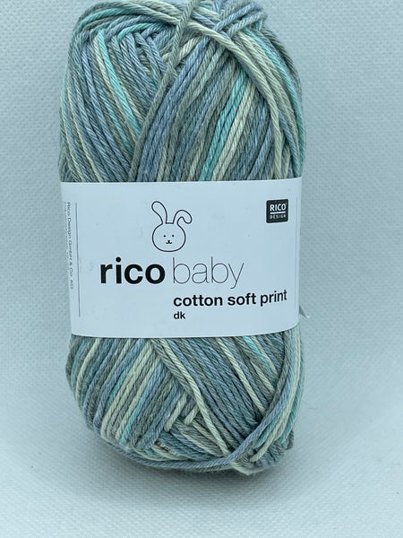 Rico Baby Cotton Soft Print DK Baby Yarn 50g - Grey-Turquoise 019