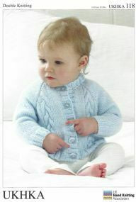 Knitting Pattern DK Baby Cardigans Hat and Bootees Set UKHKA 118