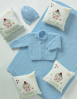 Knitting Pattern DK Baby Cardigan Blanket & Hat UKHKA 121