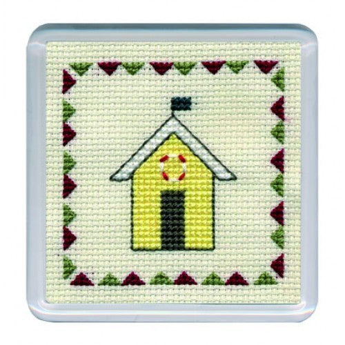 Textile Heritage Coaster Cross Stitch Kit - Beach Huts - Yellow COBHY